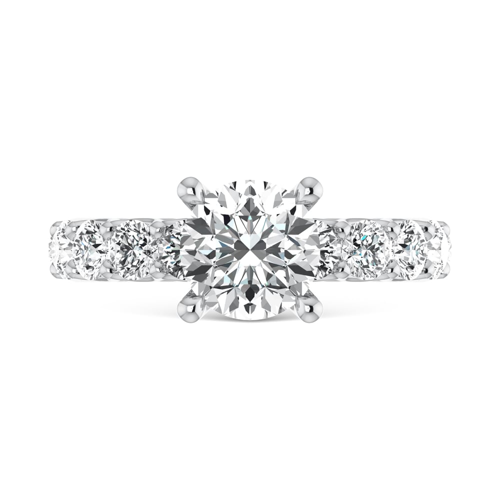 14K White Gold Lab Grown Diamond 4 5/8 Ct.Tw. Round Shape Halfway Engagement Ring ( IGI Certfied Center 2CT)