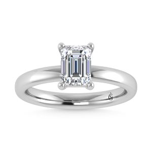 14K White Gold Lab Grown Diamond 1 Ct.Tw. IGI Certified Emerald Shape Solitaire (Available from 1CT to 7CT)