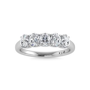 14K White Gold Lab Grown Diamond 1 1/2 Ct.Tw. Oval shape 5 Stone Wedding Bands