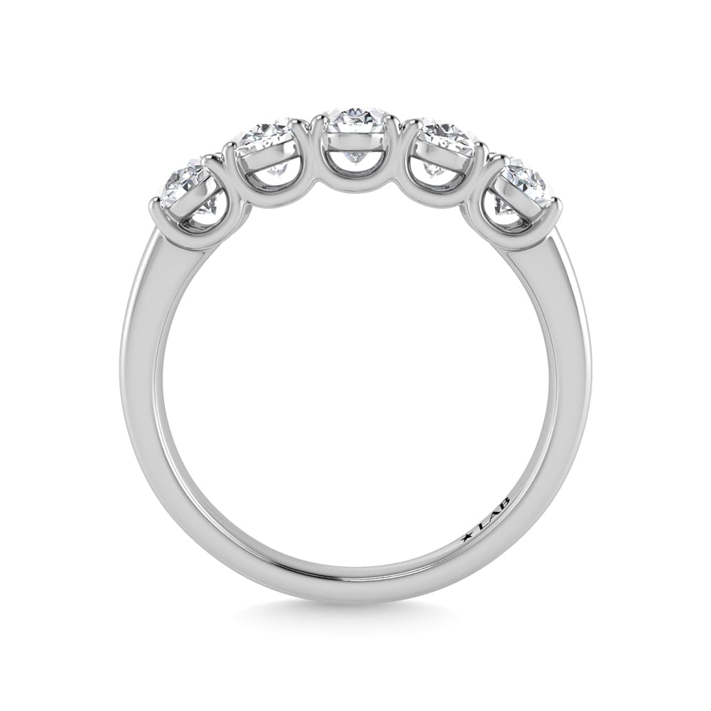 14K White Gold Lab Grown Diamond 1 1/2 Ct.Tw. Oval shape 5 Stone Wedding Bands