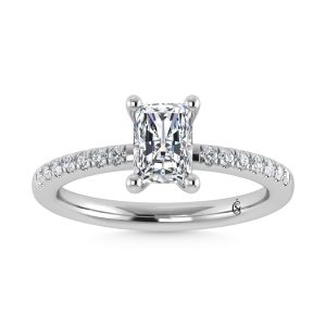 14K White Gold Lab Grown Diamond 1 7/8 Ct.Tw. IGI Certified Radiant Shape Hidden Halo Engagement Ring