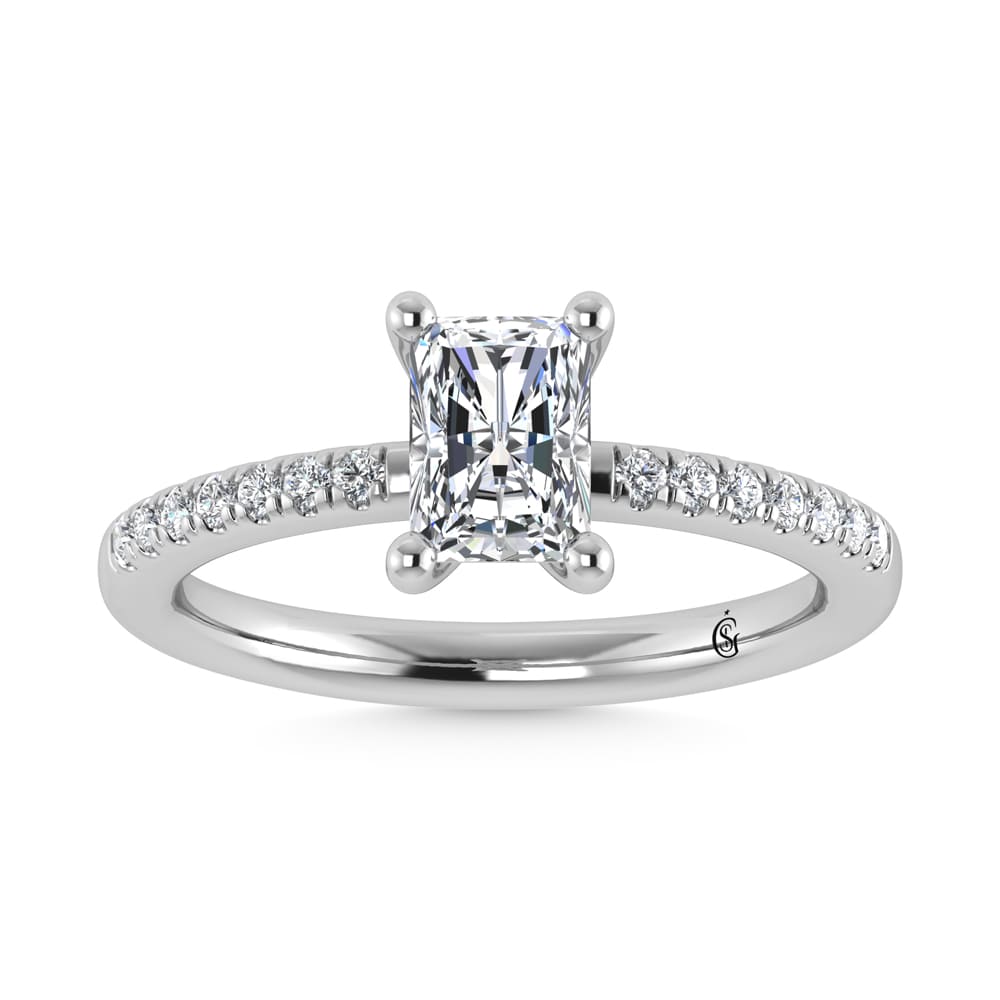 14K White Gold Lab Grown Diamond 1 7/8 Ct.Tw. IGI Certified Radiant Shape Hidden Halo Engagement Ring