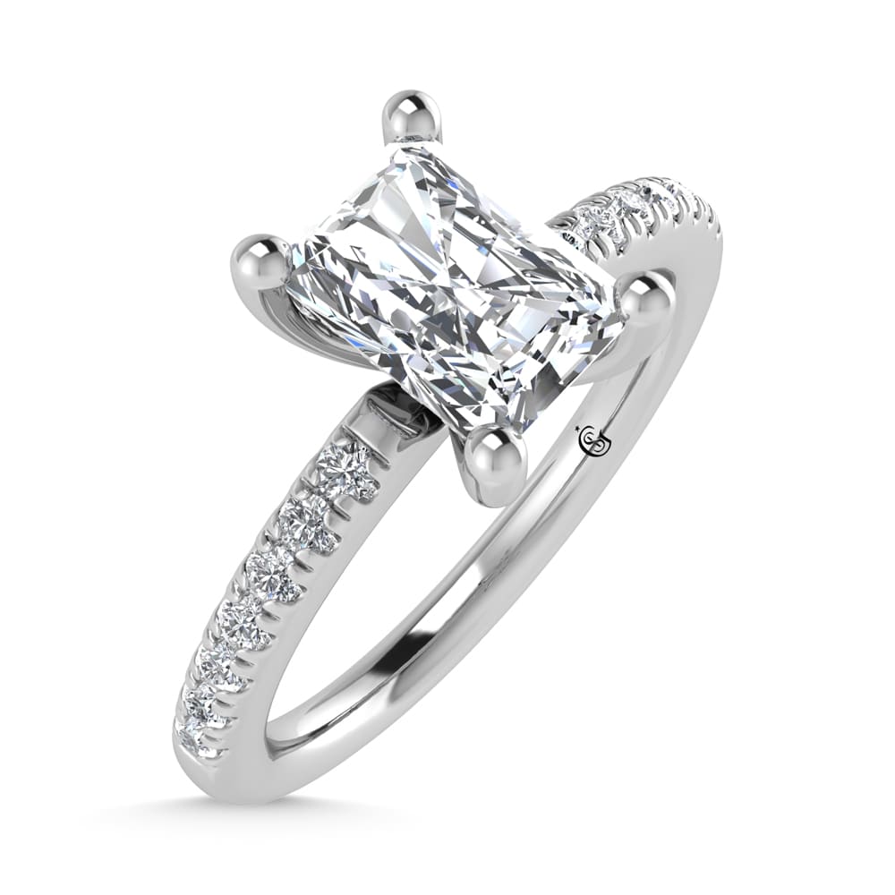 14K White Gold Lab Grown Diamond 1 7/8 Ct.Tw. IGI Certified Radiant Shape Hidden Halo Engagement Ring
