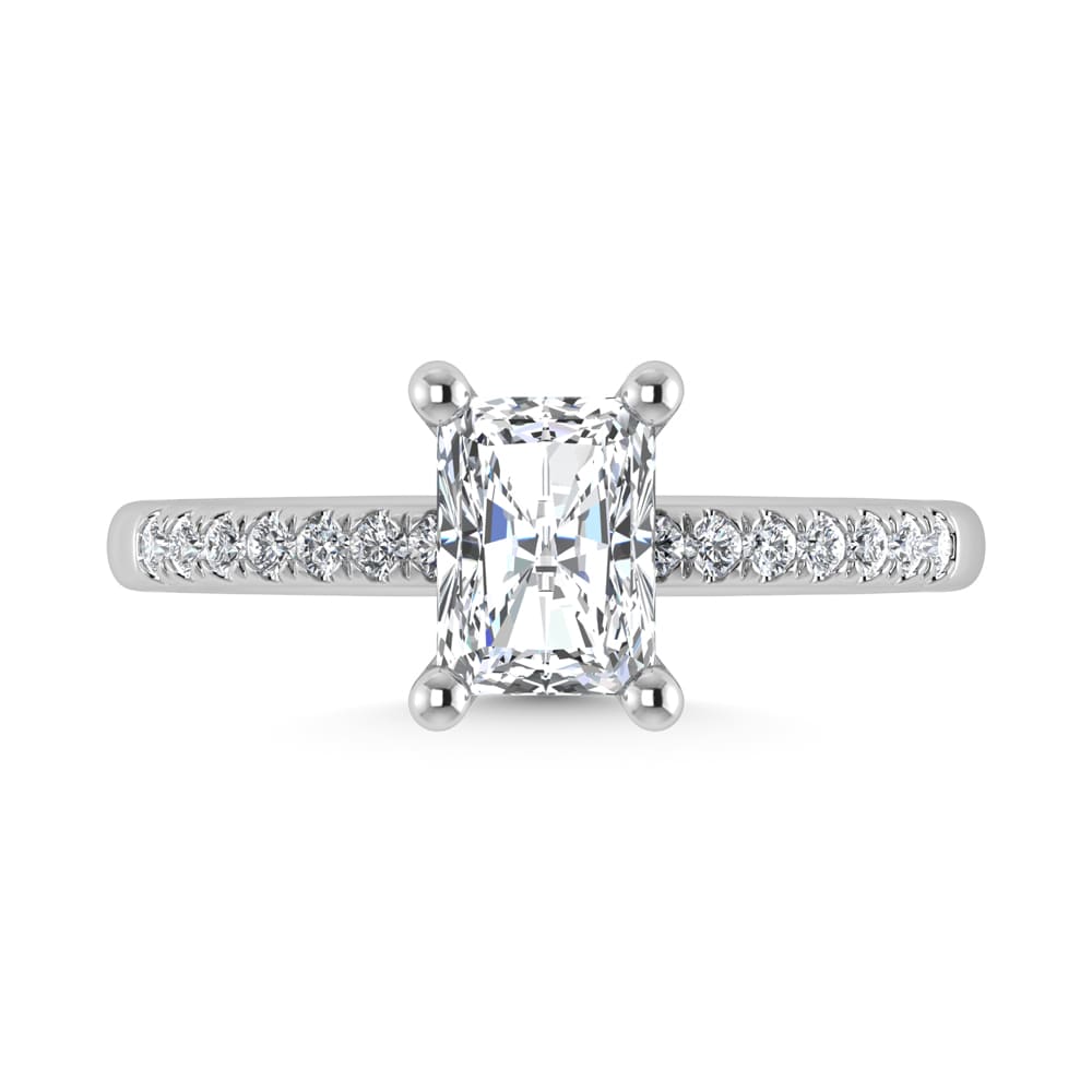 14K White Gold Lab Grown Diamond 1 7/8 Ct.Tw. IGI Certified Radiant Shape Hidden Halo Engagement Ring