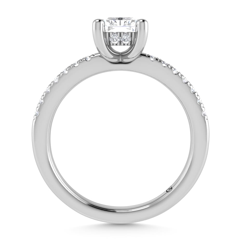 14K White Gold Lab Grown Diamond 1 7/8 Ct.Tw. IGI Certified Radiant Shape Hidden Halo Engagement Ring