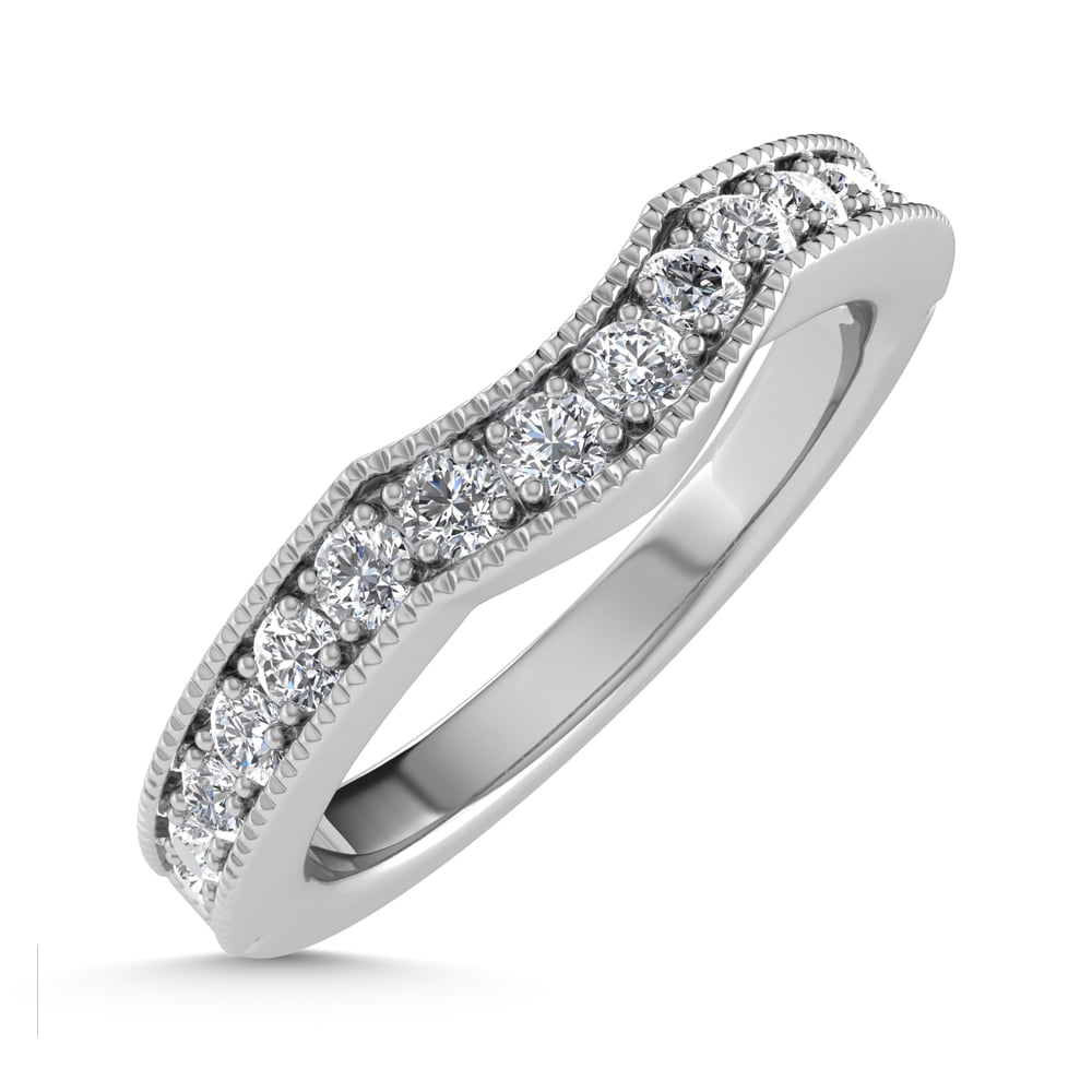 14K White Gold Lab Grown Diamond 1/3 Ct.Tw. Channel Set Curve Wedding Band