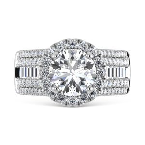 14K White Gold Lab Grown Diamond 4 ct.tw. Engagement Ring (IGI Certfied Center 2ct)