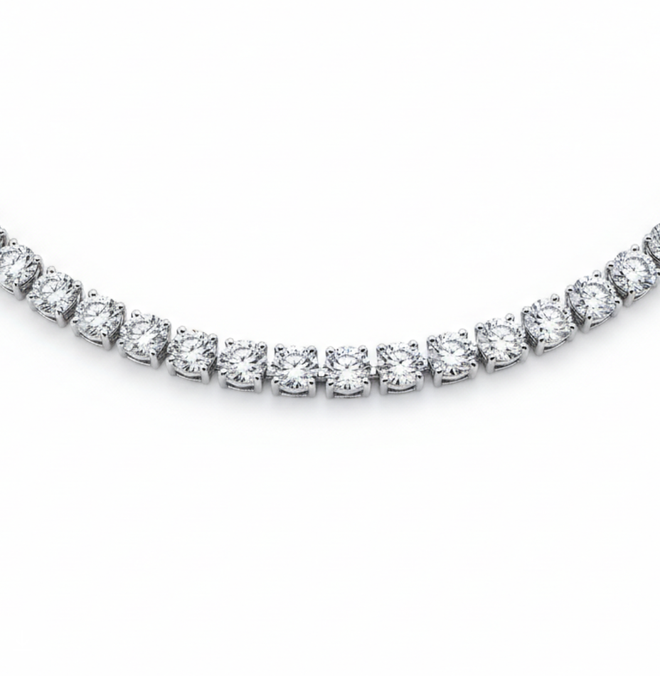 14K White Gold Lab Grown Diamond 5 Ct.Tw. Tennies Necklace 17