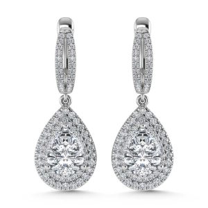 14K White Gold Lab Grown Diamond 4 7/8 Ct.Tw. Pear Shape Fashion Earring (Pear Center 4 ct)