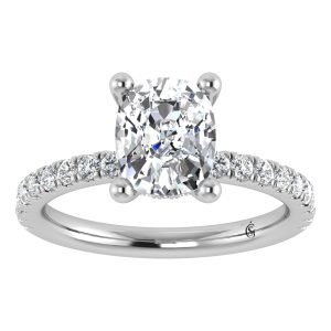 14K White Gold Lab Grown Diamond 3 3/8 Ct.Tw. IGI Certified Elongated Cushion Engagement Ring (Center 3CT)