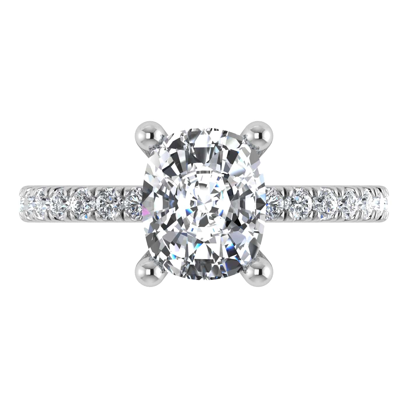 14K White Gold Lab Grown Diamond 3 3/8 Ct.Tw. IGI Certified Elongated Cushion Engagement Ring (Center 3CT)