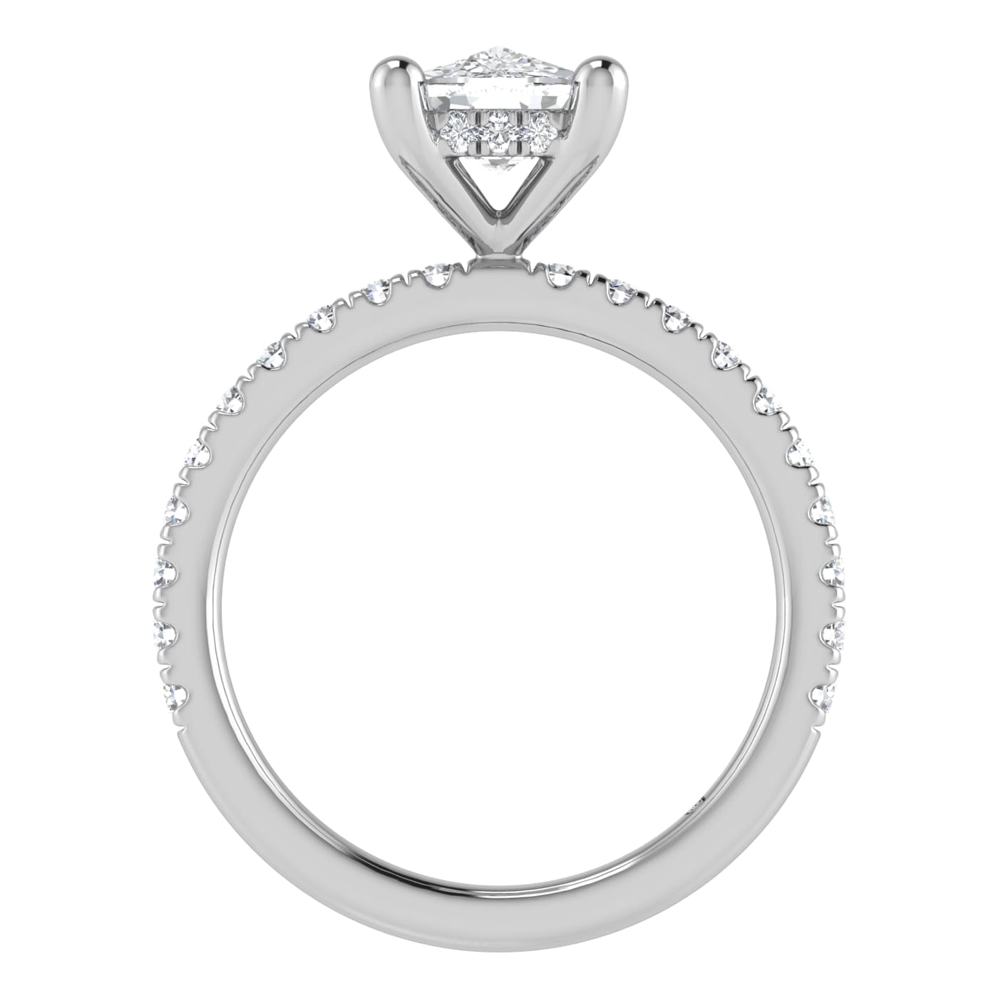 14K White Gold Lab Grown Diamond 3 3/8 Ct.Tw. IGI Certified Elongated Cushion Engagement Ring (Center 3CT)