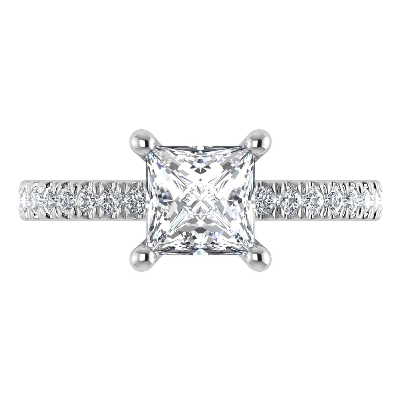 14K White Gold Lab Grown Diamond 2 3/8 Ct.Tw. Princess Shape Halo IGI Certified Engagement Ring (IGI Certfied Center 3ct)