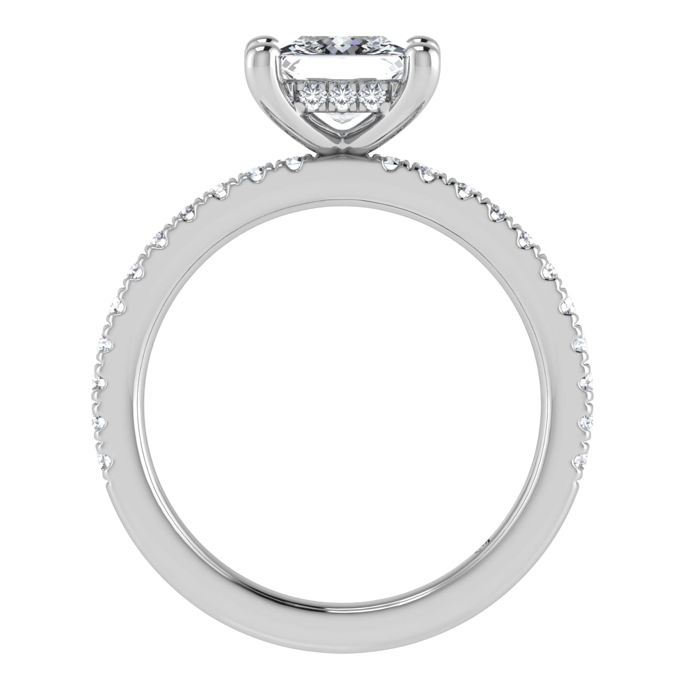 14K White Gold Lab Grown Diamond 2 3/8 Ct.Tw. Princess Shape Halo IGI Certified Engagement Ring (IGI Certfied Center 3ct)