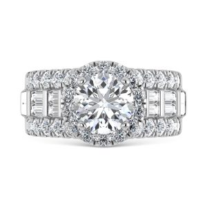 14K White Gold Lab Grown Diamond 4 ct.tw. Round Shape Engagement Ring (IGI Certified Center 2ct)