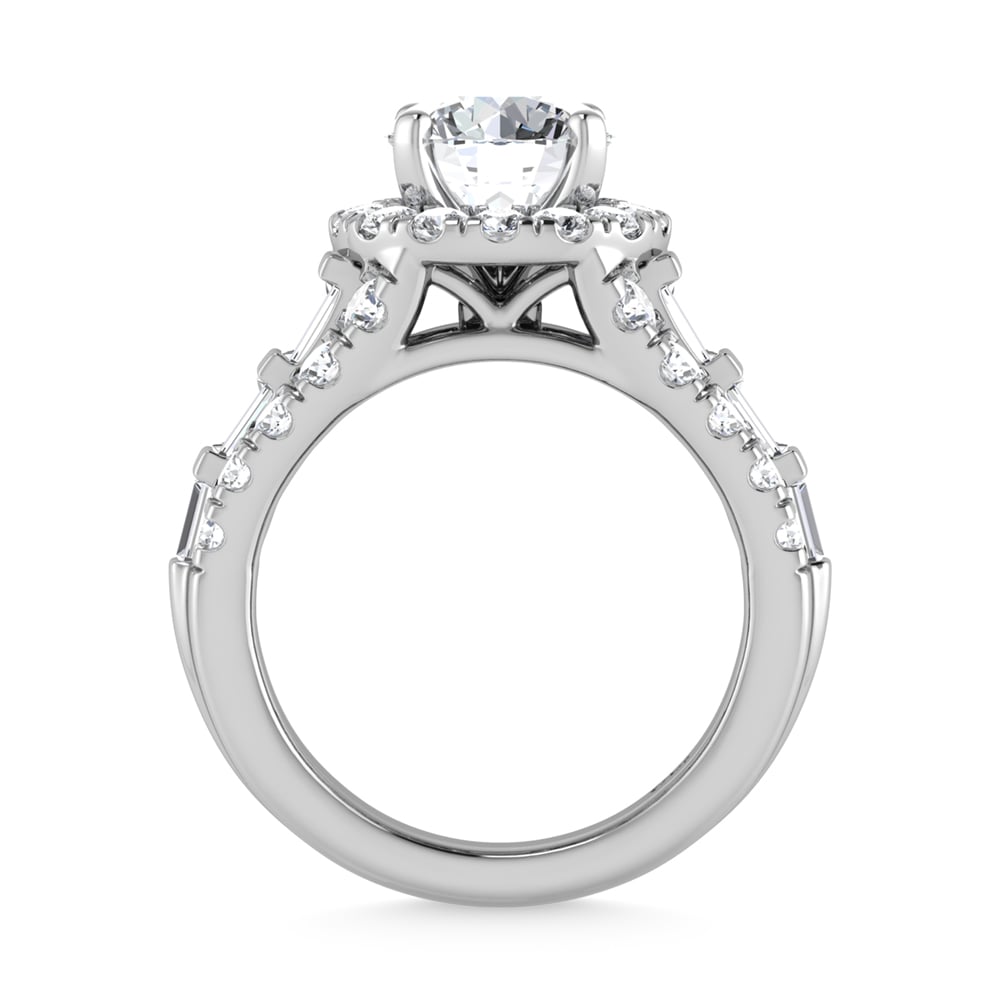 14K White Gold Lab Grown Diamond 4 ct.tw. Round Shape Engagement Ring (IGI Certified Center 2ct)
