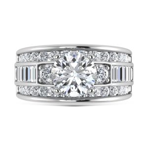 14K White Gold Lab Grown Diamond 5 ct.tw. Round Shape Engagement Ring (IGI Certified Center 3ct)