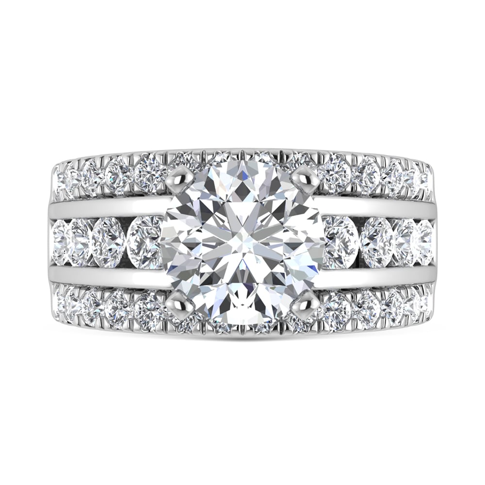 14K White Gold Lab Grown Diamond 5 ct.tw. Round Shape Engagement Ring (IGI Certified Center 3ct)
