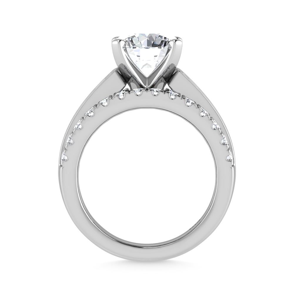 14K White Gold Lab Grown Diamond 5 ct.tw. Round Shape Engagement Ring (IGI Certified Center 3ct)