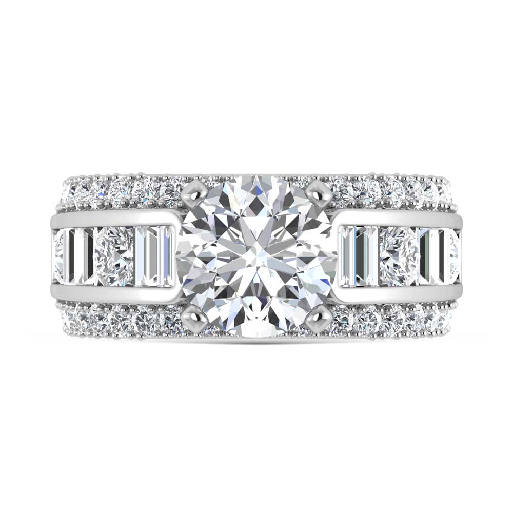 14K White Gold Lab Grown Diamond 5 1/8 Ct.Tw. Emerald Shape Engagement Ring (IGI Certified Center 3ct)