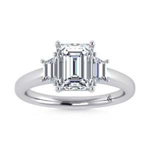 14K White Gold Lab Grown Diamond 2 1/2 Ct.Tw. Emerald Shape Engagement Ring