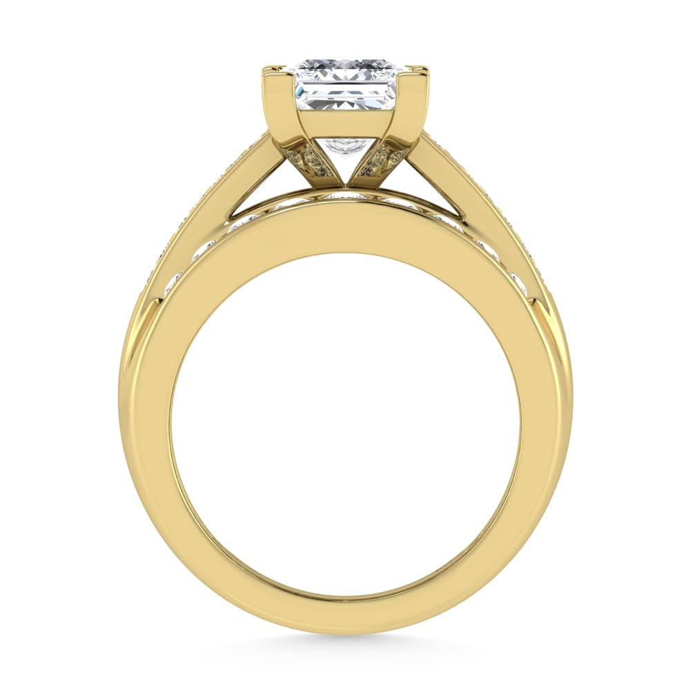 10K Yellow Gold Lab Grown Diamond 1 3/4 ct.Tw. Princess Shape Engagement Ring (IGI Certified Center 1ct)