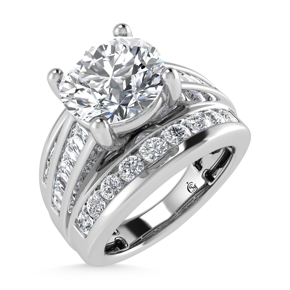 10K White Gold Lab Grown Diamond 1 3/4 ct.Tw. Round Shape Engagement Ring (IGI Certified Center 1ct)