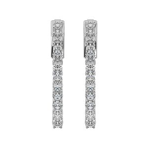 14K White Gold Lab Grown Diamond 2 Ct.Tw. In and Out Hoop Earrings (3/4 inches)