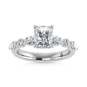 14K White Gold Lab Grown Diamond 2 5/8 Ct.Tw. Marquise and Round Shape Halo Engagement Ring ((IGI Certified Center 2ct)
