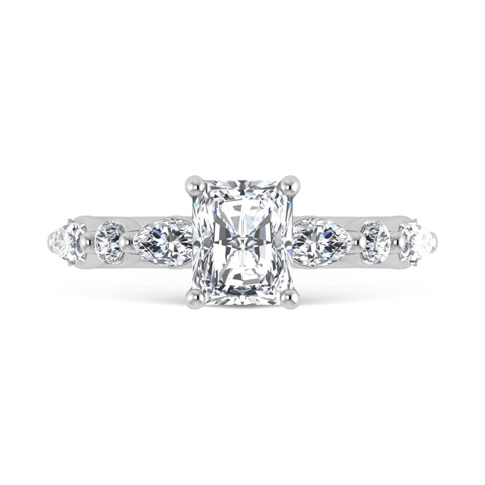 14K White Gold Lab Grown Diamond 2 5/8 Ct.Tw. Marquise and Round Shape Halo Engagement Ring ((IGI Certified Center 2ct)