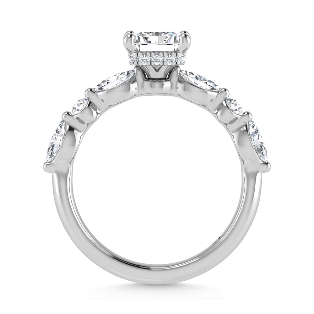 14K White Gold Lab Grown Diamond 2 5/8 Ct.Tw. Marquise and Round Shape Halo Engagement Ring ((IGI Certified Center 2ct)