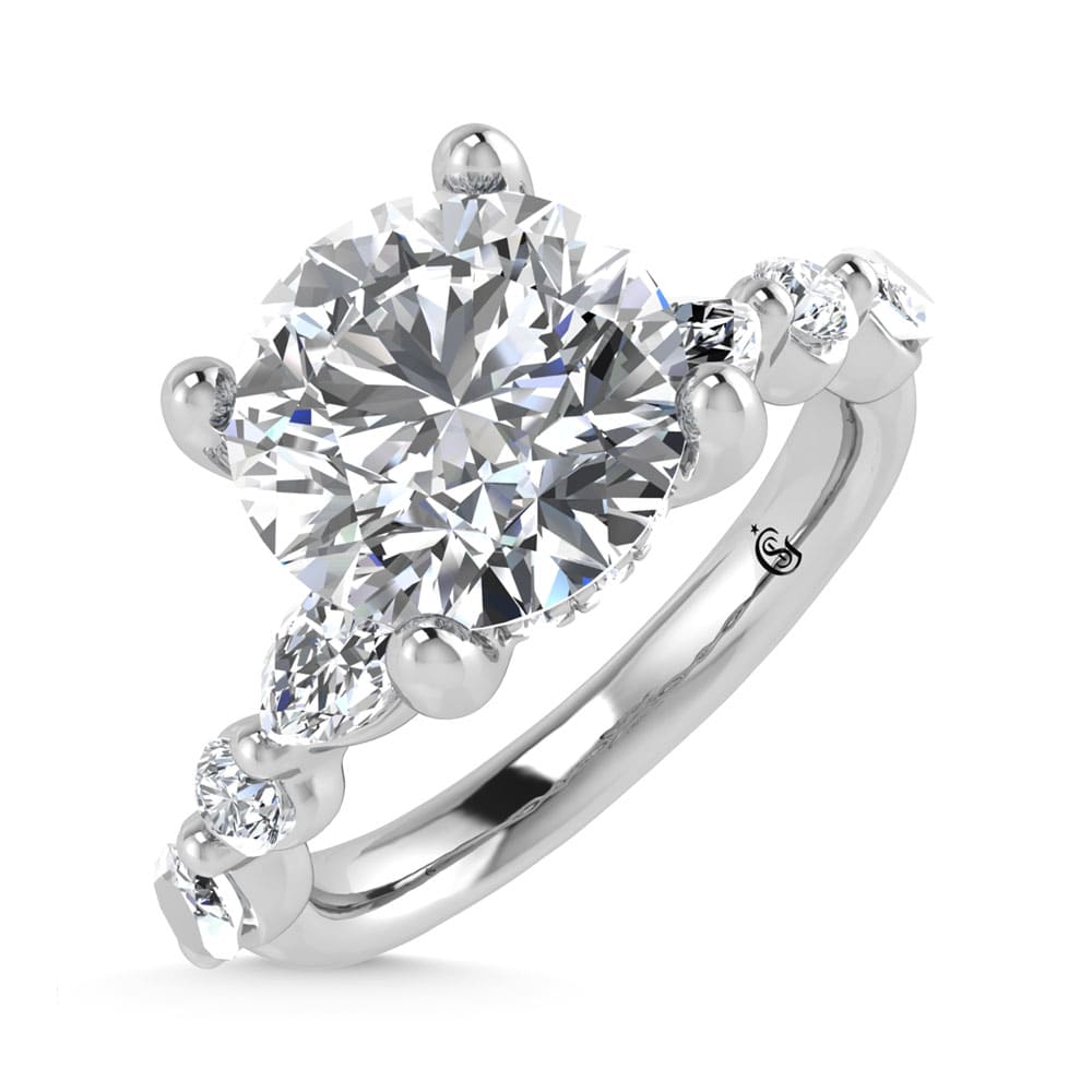 14K White Gold Lab Grown Diamond 2 5/8 Ct.Tw. Marquise and Round Shape Halo Engagement Ring (IGI Certified Center 2ct)