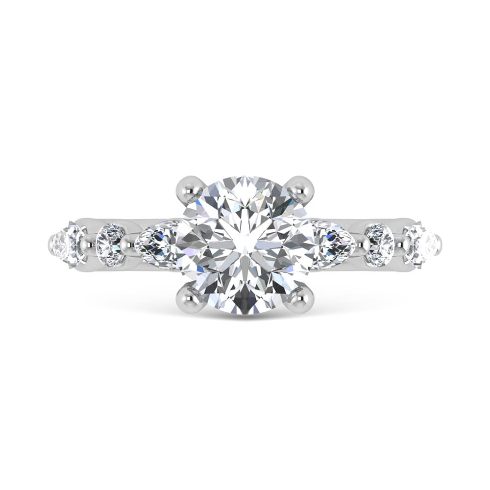 14K White Gold Lab Grown Diamond 2 5/8 Ct.Tw. Marquise and Round Shape Halo Engagement Ring (IGI Certified Center 2ct)