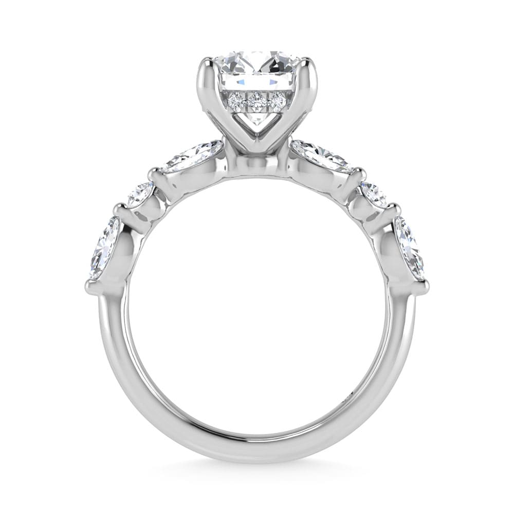 14K White Gold Lab Grown Diamond 2 5/8 Ct.Tw. Marquise and Round Shape Halo Engagement Ring (IGI Certified Center 2ct)