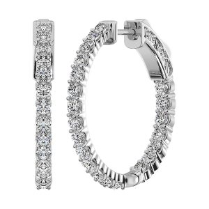 14K White Gold Lab Grown Diamond 1/2 Ct.Tw. In and Out Hoop Earrings (1/2 inches)
