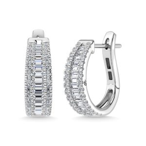 14K White Gold Lab Grown Diamond 1 Ct.Tw. Hoop Earrings