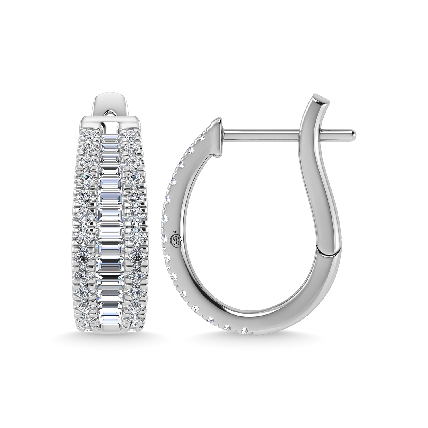 14K White Gold Lab Grown Diamond 1 Ct.Tw. Hoop Earrings