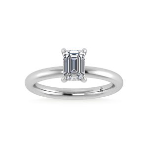 14K White Gold Lab Grown Diamond 1 1/20Ct.Tw. Emerald Shape Engagement Ring (IGI Certified Center 1ct)