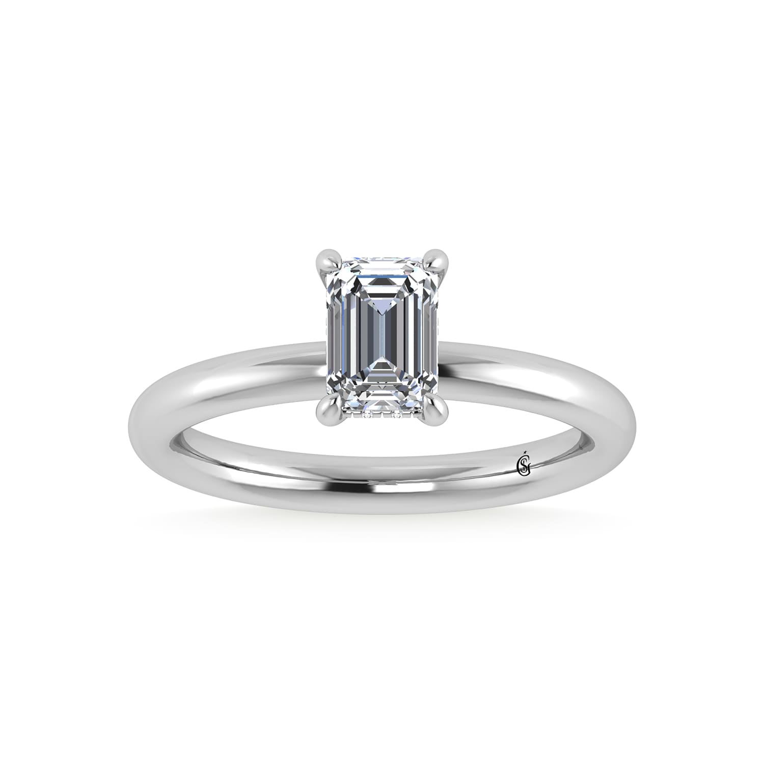 14K White Gold Lab Grown Diamond 1 1/20Ct.Tw. Emerald Shape Engagement Ring (IGI Certified Center 1ct)