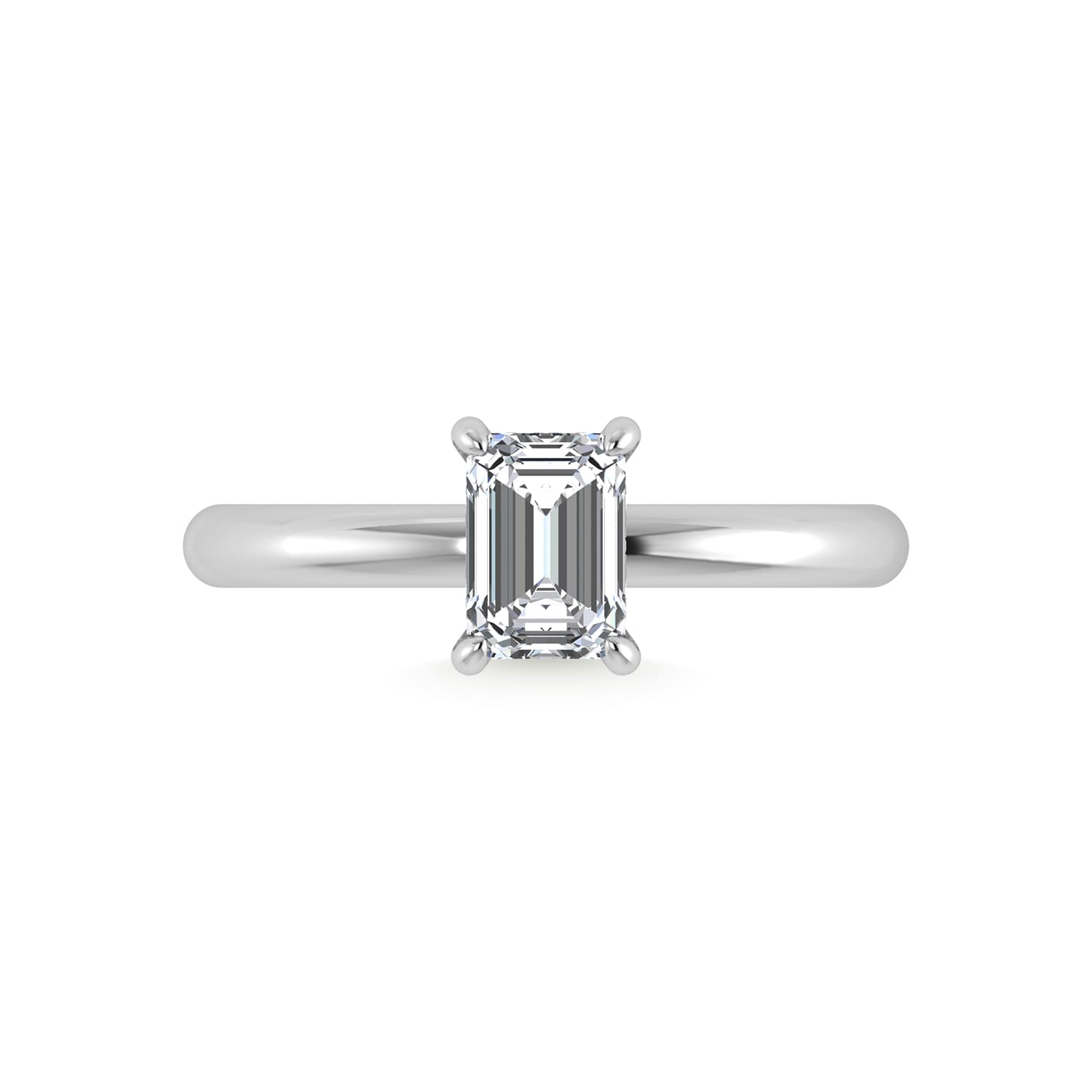 14K White Gold Lab Grown Diamond 1 1/20Ct.Tw. Emerald Shape Engagement Ring (IGI Certified Center 1ct)