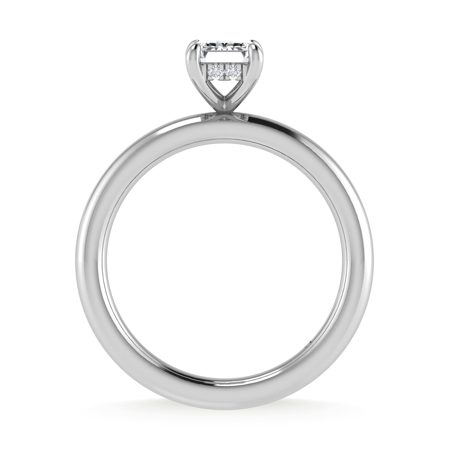 14K White Gold Lab Grown Diamond 1 1/20Ct.Tw. Emerald Shape Engagement Ring (IGI Certified Center 1ct)