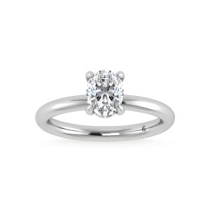 14K White Gold Lab Grown Diamond 1 1/20Ct.Tw. Oval Shape Engagement Ring (IGI Certified Center 1ct)