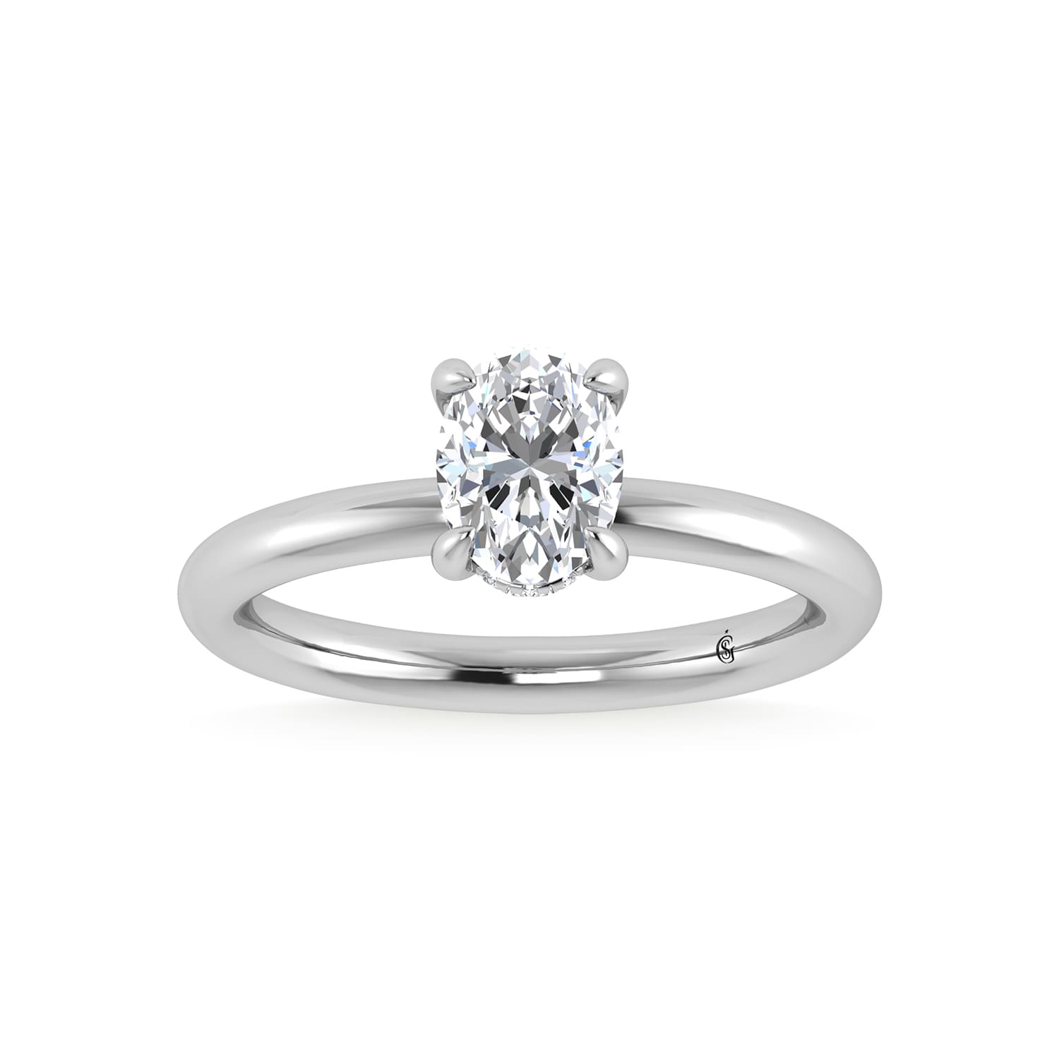 14K White Gold Lab Grown Diamond 1 1/20Ct.Tw. Oval Shape Engagement Ring (IGI Certified Center 1ct)