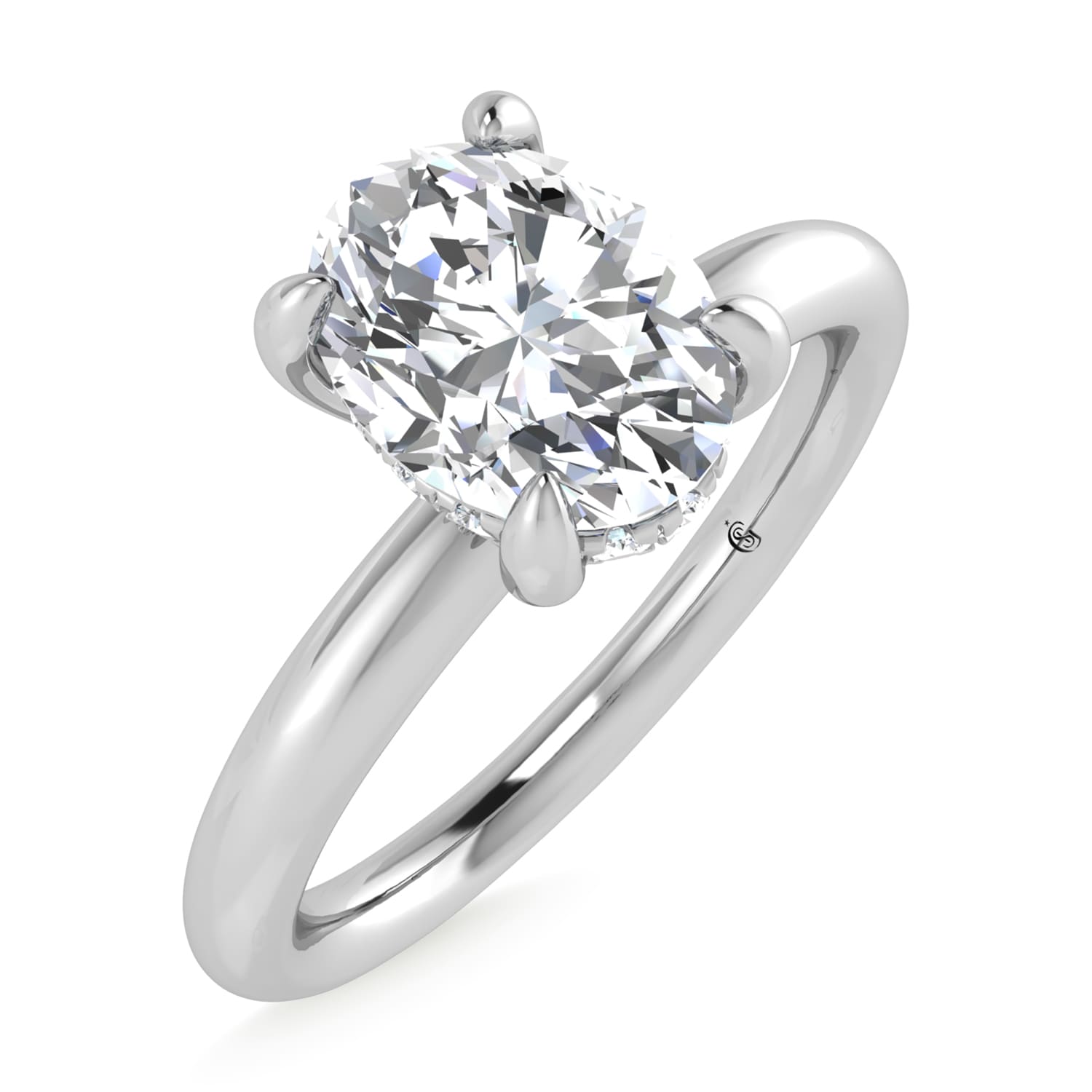 14K White Gold Lab Grown Diamond 1 1/20Ct.Tw. Oval Shape Engagement Ring (IGI Certified Center 1ct)