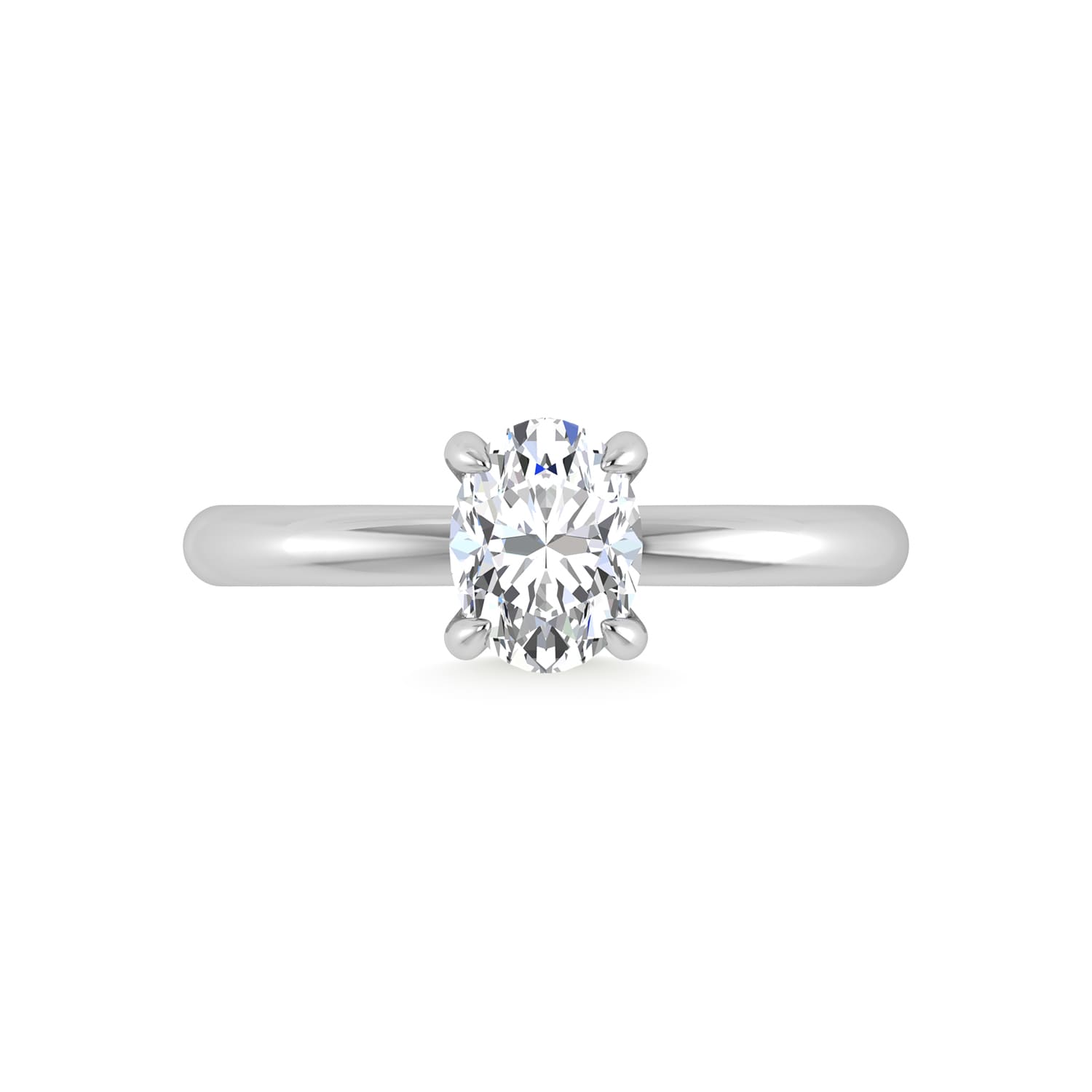14K White Gold Lab Grown Diamond 1 1/20Ct.Tw. Oval Shape Engagement Ring (IGI Certified Center 1ct)