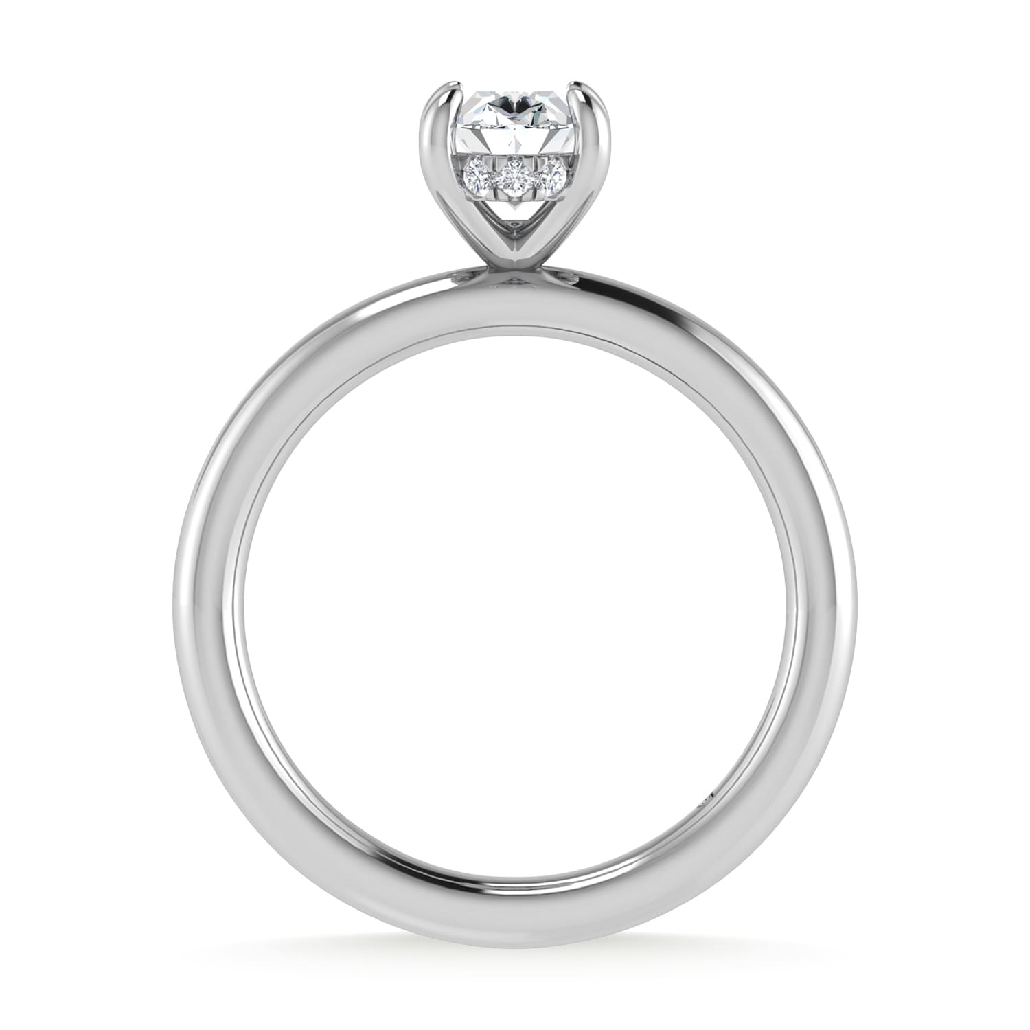 14K White Gold Lab Grown Diamond 1 1/20Ct.Tw. Oval Shape Engagement Ring (IGI Certified Center 1ct)