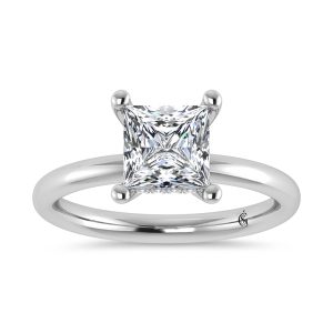 14K White Gold Lab Grown Princess Shape Lab Grown Diamond 1 1/2 ct.tw. Certified Solitaire Engagement Ring (IGI Certified Center  1 1/2ct)