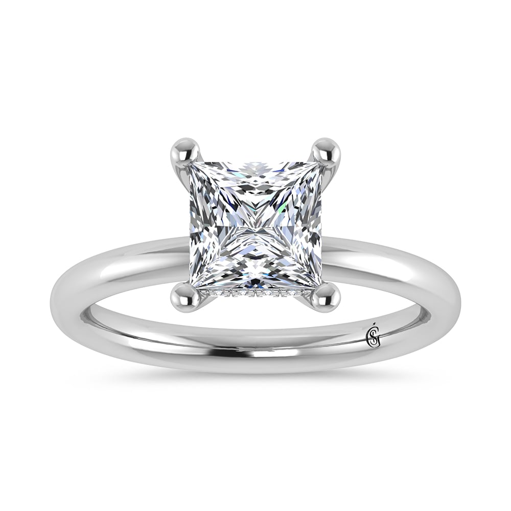 14K White Gold Lab Grown Princess Shape Lab Grown Diamond 1 1/2 ct.tw. Certified Solitaire Engagement Ring (IGI Certified Center 1 1/2ct)