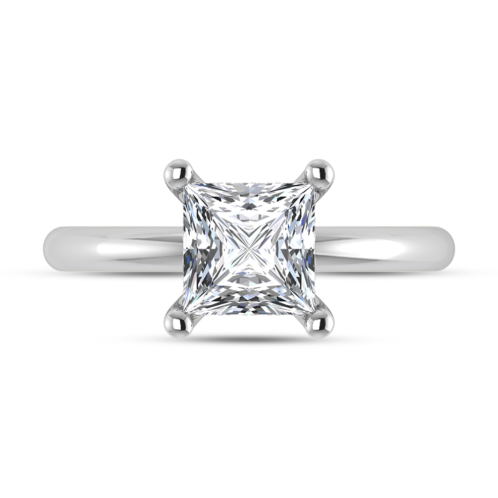 14K White Gold Lab Grown Princess Shape Lab Grown Diamond 1 1/2 ct.tw. Certified Solitaire Engagement Ring (IGI Certified Center 1 1/2ct)