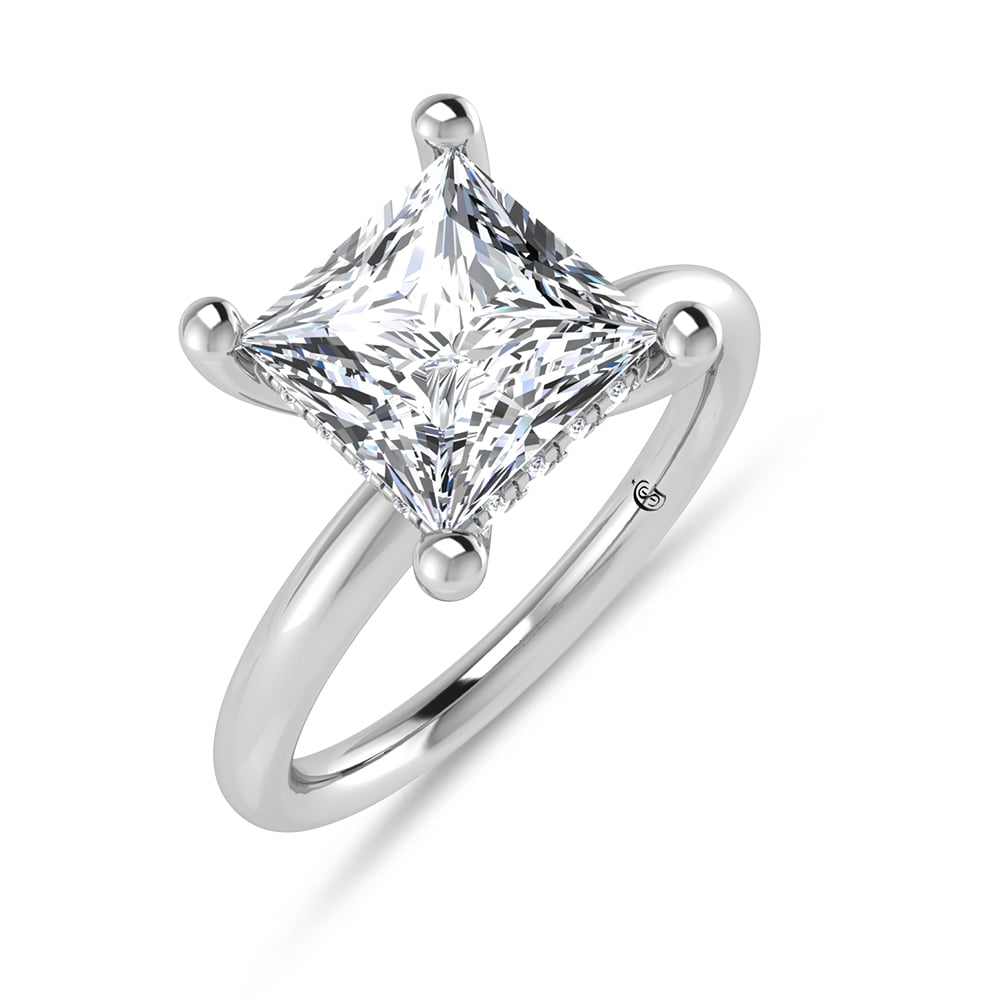 14K White Gold Lab Grown Princess Shape Lab Grown Diamond 1 1/2 ct.tw. Certified Solitaire Engagement Ring (IGI Certified Center 1 1/2ct)
